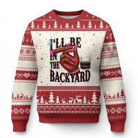 Bourbon And Cigar Lover Ugly Christmas Sweater I Will Be In The Backyard