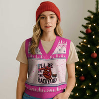 Bourbon And Cigar Lover V-Neck Knit Sweater Vest I Will Be In The Backyard