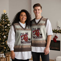 Bourbon And Cigar Lover V-Neck Knit Sweater Vest I Will Be In The Backyard