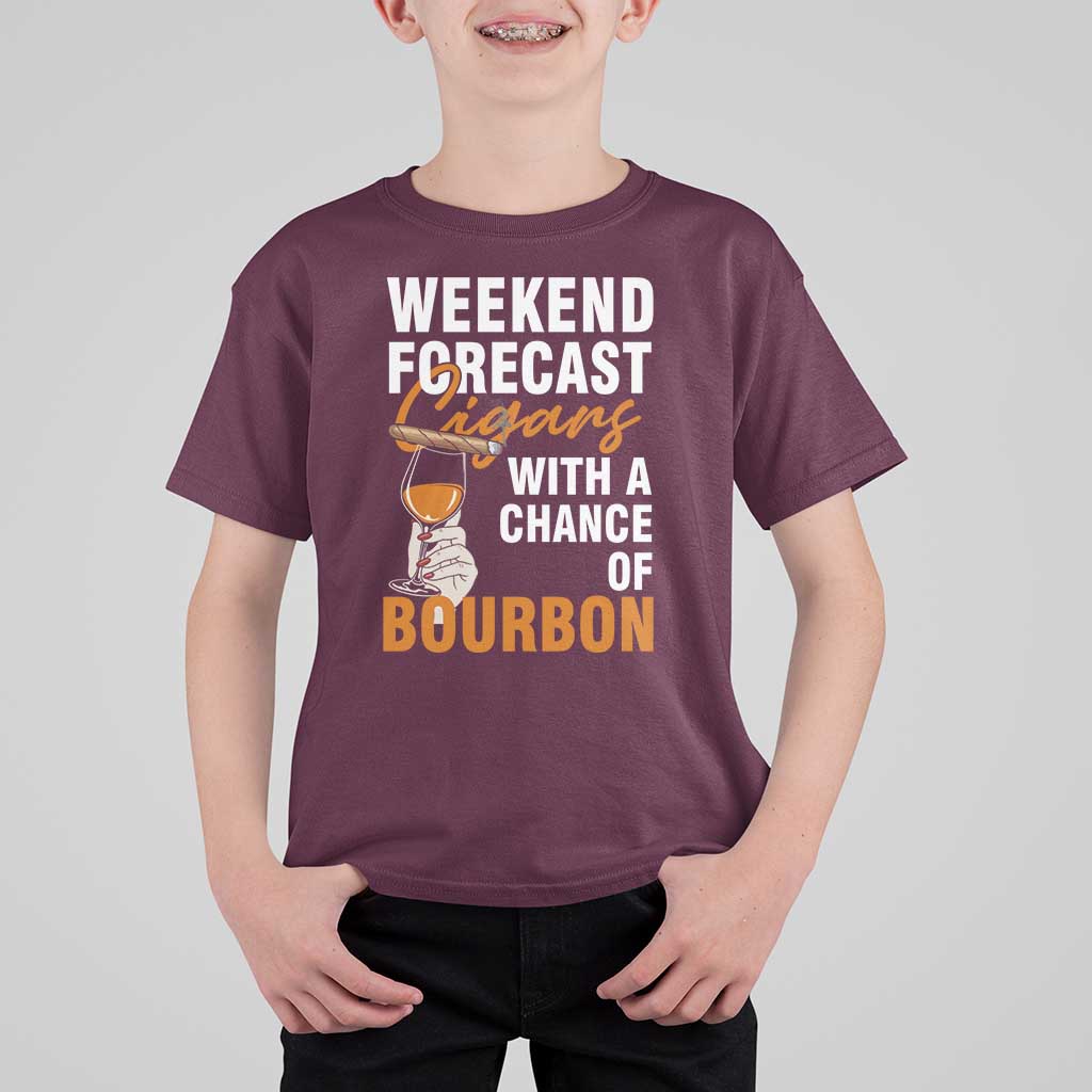 Weekend Forecast Cigars And Bourbon T Shirt For Kid Gift For Women - Wonder Print Shop
