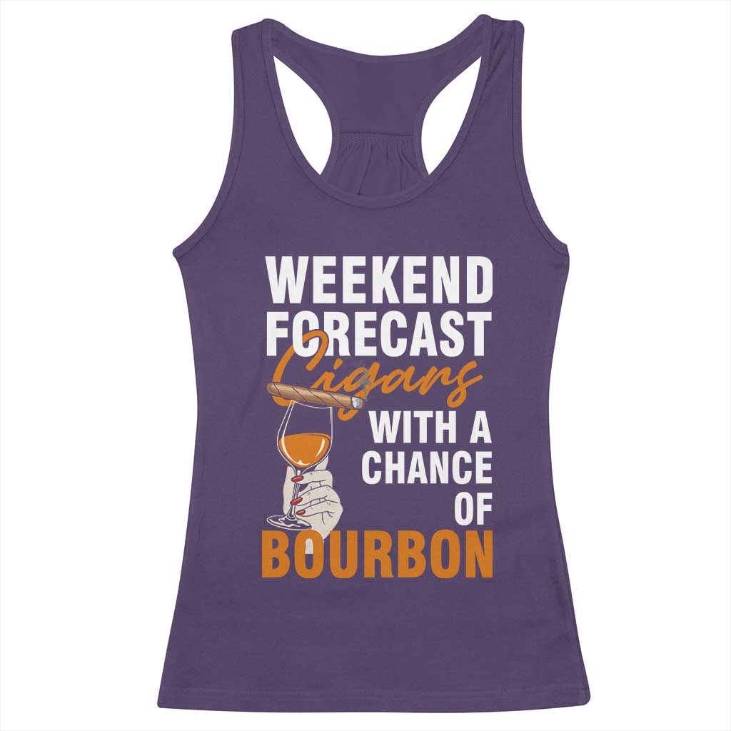 Weekend Forecast Cigars And Bourbon Racerback Tank Top Gift For Women - Wonder Print Shop
