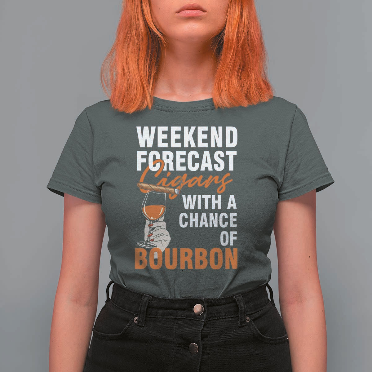 Weekend Forecast Cigars And Bourbon T Shirt For Women Gift For Women - Wonder Print Shop