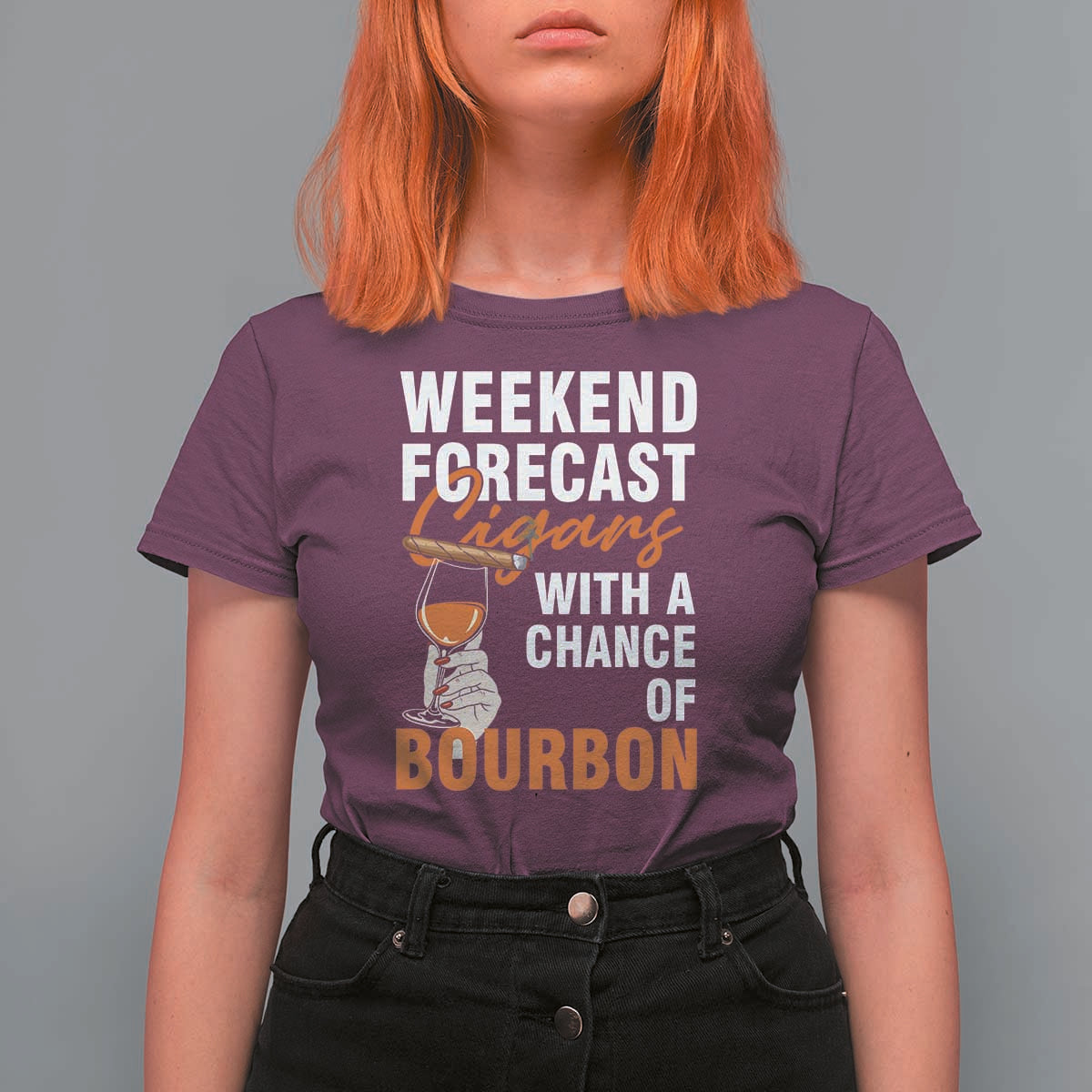Weekend Forecast Cigars And Bourbon T Shirt For Women Gift For Women - Wonder Print Shop
