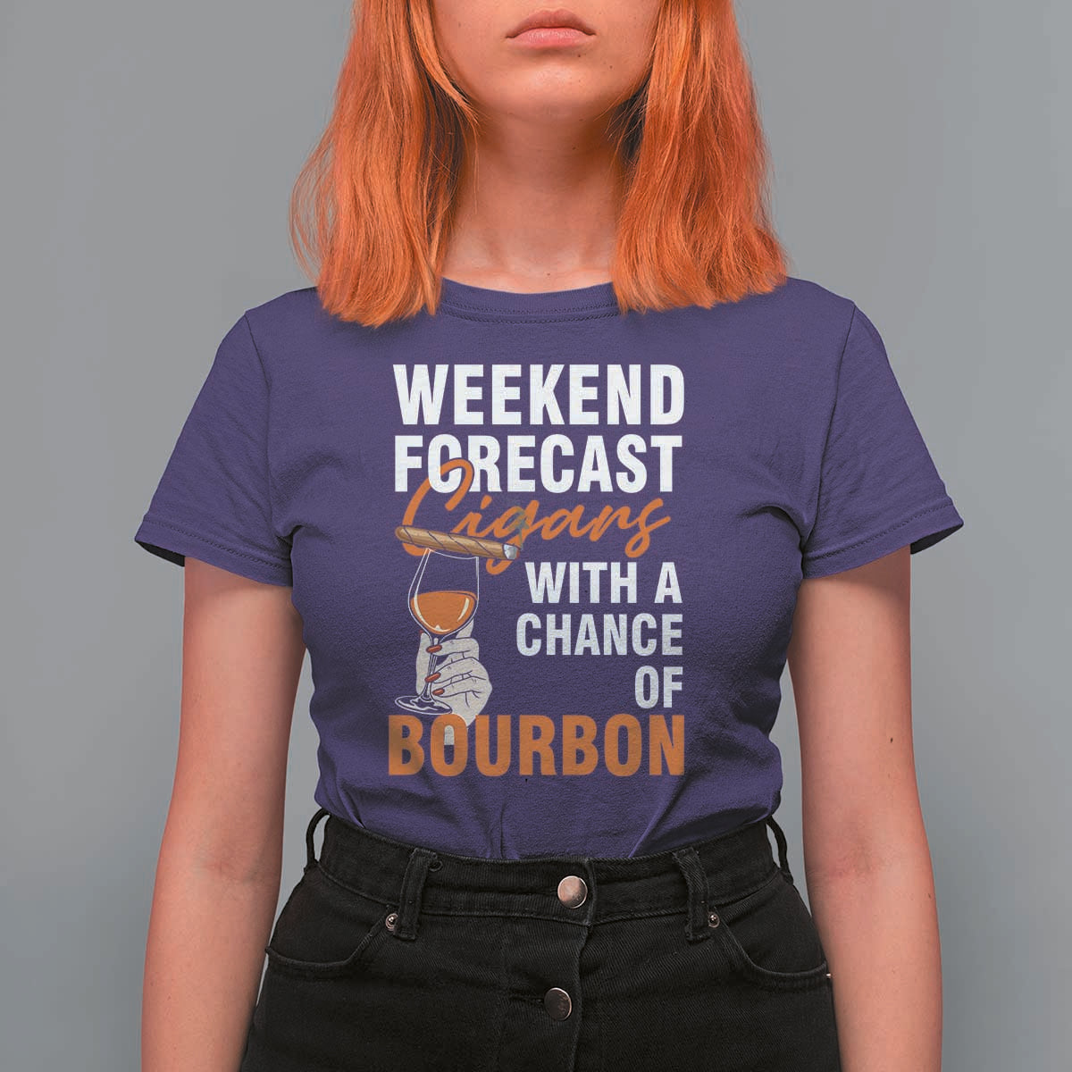 Weekend Forecast Cigars And Bourbon T Shirt For Women Gift For Women - Wonder Print Shop