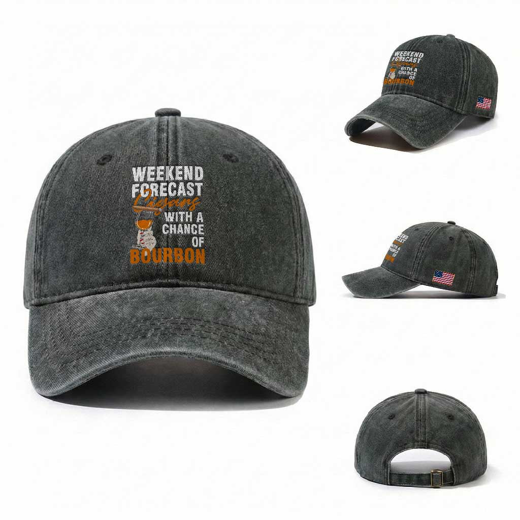 Weekend Forecast Cigars And Bourbon Washed Cotton Baseball Cap Gift For Women