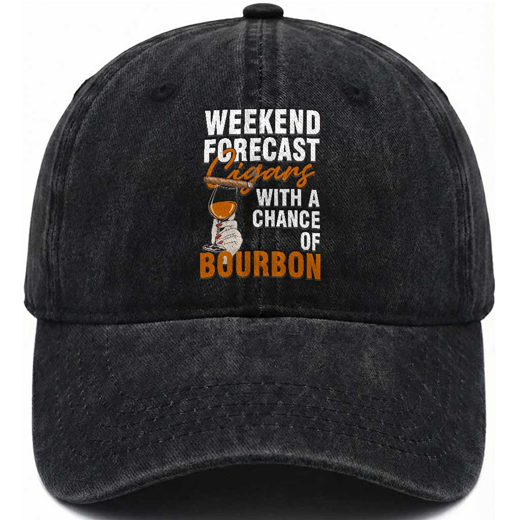 Weekend Forecast Cigars And Bourbon Washed Cotton Baseball Cap Gift For Women