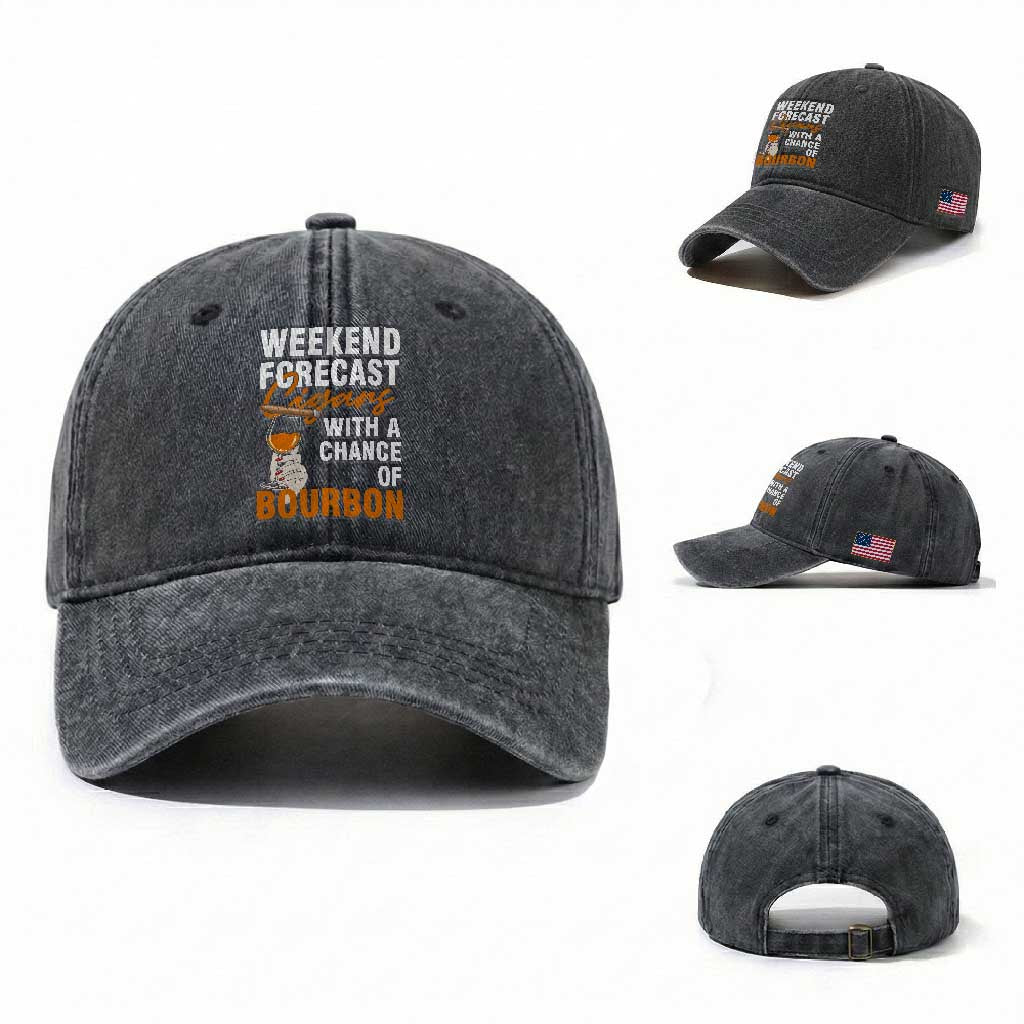 Weekend Forecast Cigars And Bourbon Washed Cotton Baseball Cap Gift For Women