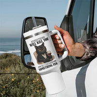 Funny Sarcastic Cat Tumbler With Handle Everything Will Kill You So Choose Something Fun