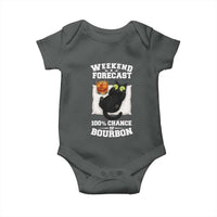 Funny Cat Drinking Baby Onesie Weekend Forecast 100% Chance Of Bourbon - Wonder Print Shop