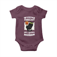 Funny Cat Drinking Baby Onesie Weekend Forecast 100% Chance Of Bourbon - Wonder Print Shop