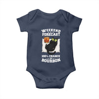 Funny Cat Drinking Baby Onesie Weekend Forecast 100% Chance Of Bourbon - Wonder Print Shop