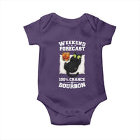 Funny Cat Drinking Baby Onesie Weekend Forecast 100% Chance Of Bourbon - Wonder Print Shop