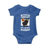 Funny Cat Drinking Baby Onesie Weekend Forecast 100% Chance Of Bourbon - Wonder Print Shop