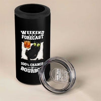 Funny Cat Drinking 4 in 1 Can Cooler Tumbler Weekend Forecast 100% Chance Of Bourbon