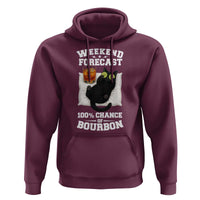 Funny Cat Drinking Hoodie Weekend Forecast 100% Chance Of Bourbon - Wonder Print Shop