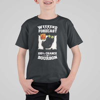 Funny Cat Drinking T Shirt For Kid Weekend Forecast 100% Chance Of Bourbon - Wonder Print Shop