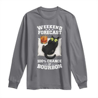 Funny Cat Drinking Long Sleeve Shirt Weekend Forecast 100% Chance Of Bourbon - Wonder Print Shop