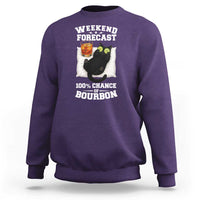 Funny Cat Drinking Sweatshirt Weekend Forecast 100% Chance Of Bourbon - Wonder Print Shop