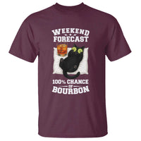 Funny Cat Drinking T Shirt Weekend Forecast 100% Chance Of Bourbon - Wonder Print Shop