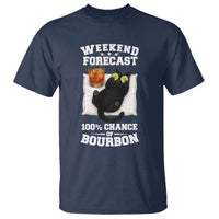 Funny Cat Drinking T Shirt Weekend Forecast 100% Chance Of Bourbon - Wonder Print Shop