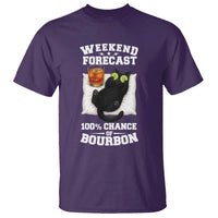 Funny Cat Drinking T Shirt Weekend Forecast 100% Chance Of Bourbon - Wonder Print Shop