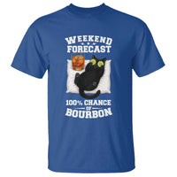 Funny Cat Drinking T Shirt Weekend Forecast 100% Chance Of Bourbon - Wonder Print Shop