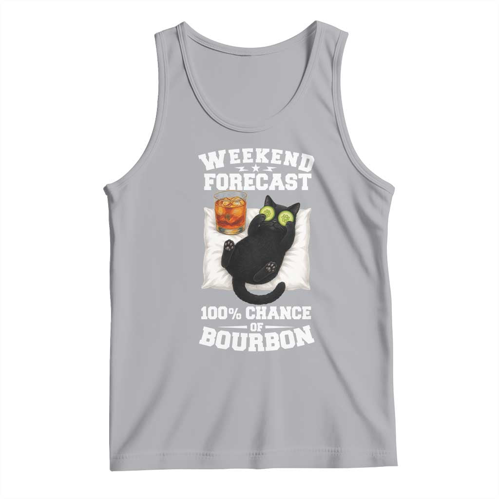 Funny Cat Drinking Tank Top Weekend Forecast 100% Chance Of Bourbon - Wonder Print Shop