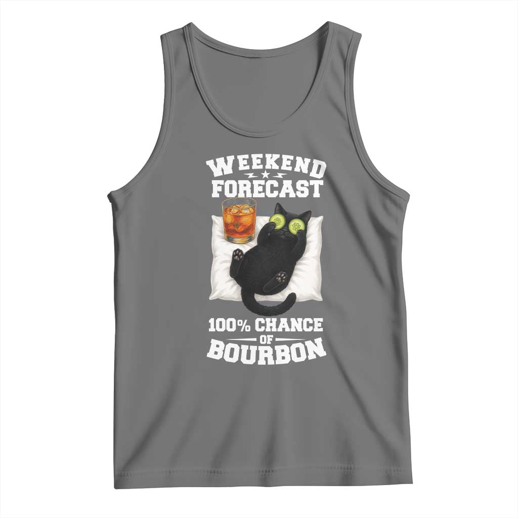 Funny Cat Drinking Tank Top Weekend Forecast 100% Chance Of Bourbon - Wonder Print Shop