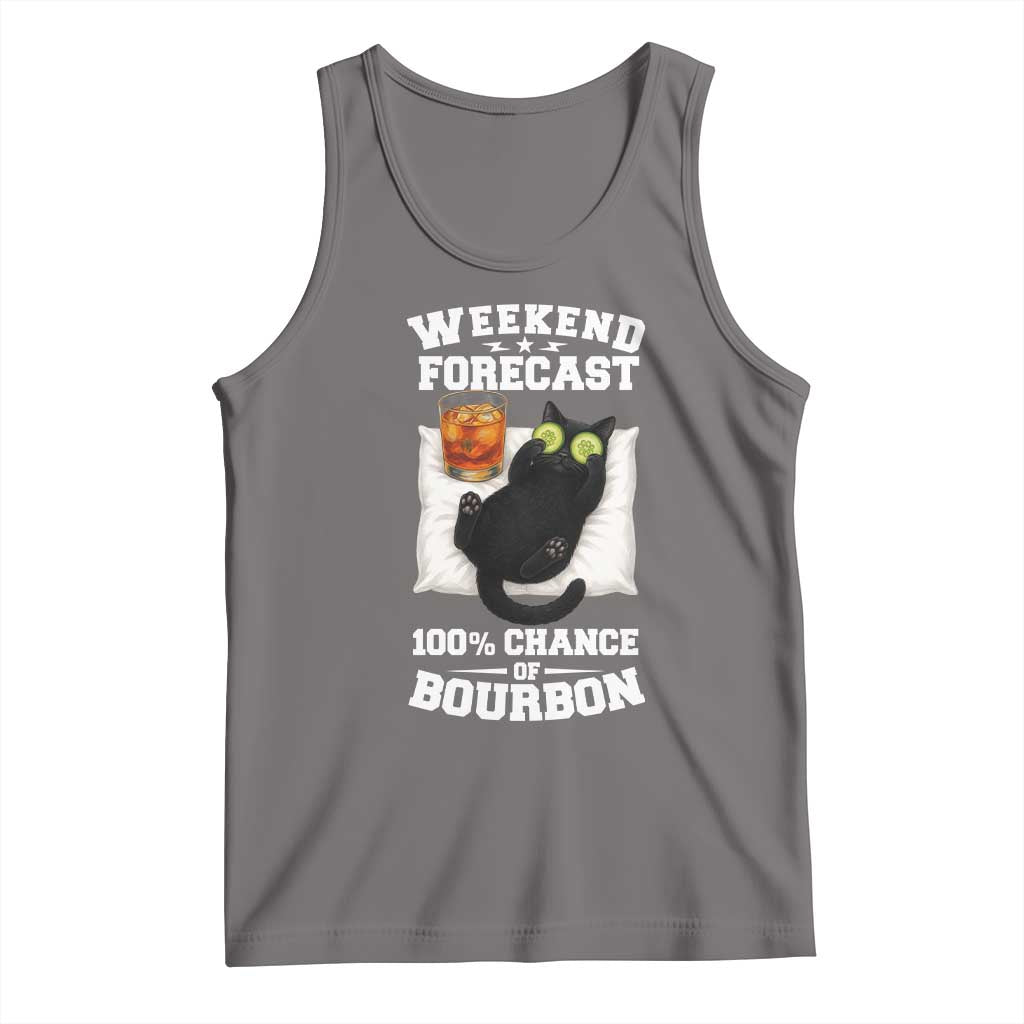 Funny Cat Drinking Tank Top Weekend Forecast 100% Chance Of Bourbon - Wonder Print Shop