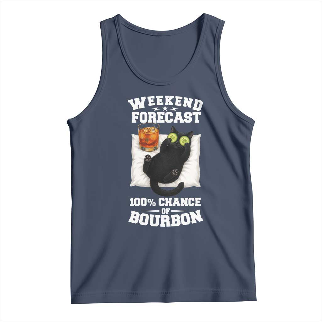 Funny Cat Drinking Tank Top Weekend Forecast 100% Chance Of Bourbon - Wonder Print Shop