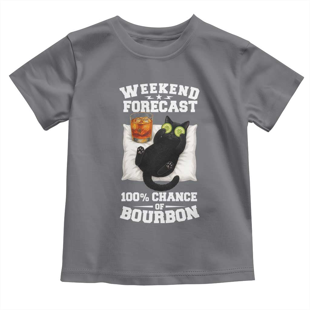 Funny Cat Drinking Toddler T Shirt Weekend Forecast 100% Chance Of Bourbon - Wonder Print Shop