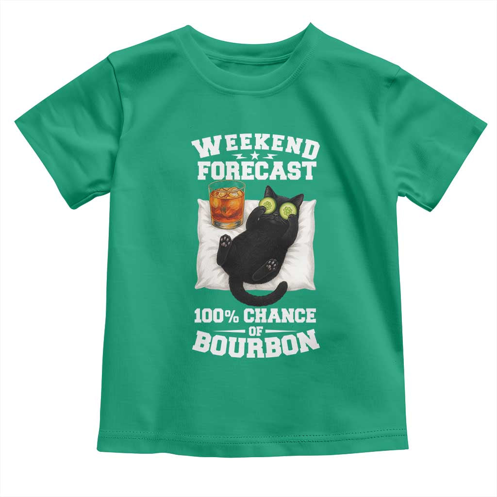 Funny Cat Drinking Toddler T Shirt Weekend Forecast 100% Chance Of Bourbon - Wonder Print Shop