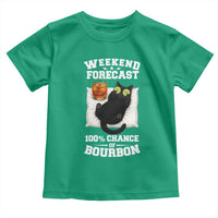 Funny Cat Drinking Toddler T Shirt Weekend Forecast 100% Chance Of Bourbon - Wonder Print Shop