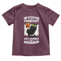 Funny Cat Drinking Toddler T Shirt Weekend Forecast 100% Chance Of Bourbon - Wonder Print Shop