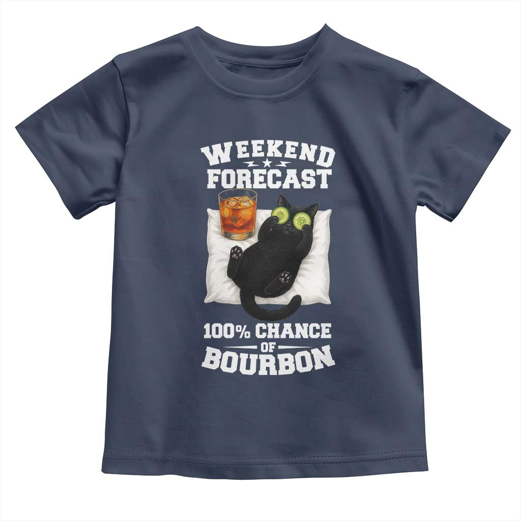Funny Cat Drinking Toddler T Shirt Weekend Forecast 100% Chance Of Bourbon - Wonder Print Shop