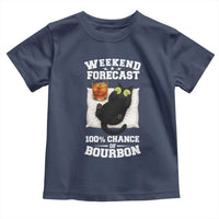 Funny Cat Drinking Toddler T Shirt Weekend Forecast 100% Chance Of Bourbon - Wonder Print Shop