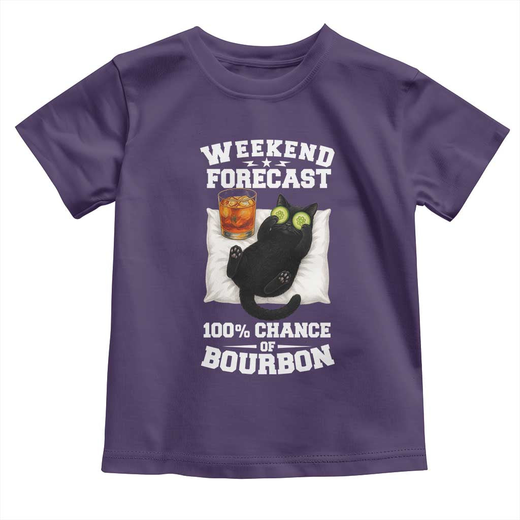 Funny Cat Drinking Toddler T Shirt Weekend Forecast 100% Chance Of Bourbon - Wonder Print Shop