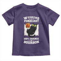 Funny Cat Drinking Toddler T Shirt Weekend Forecast 100% Chance Of Bourbon - Wonder Print Shop