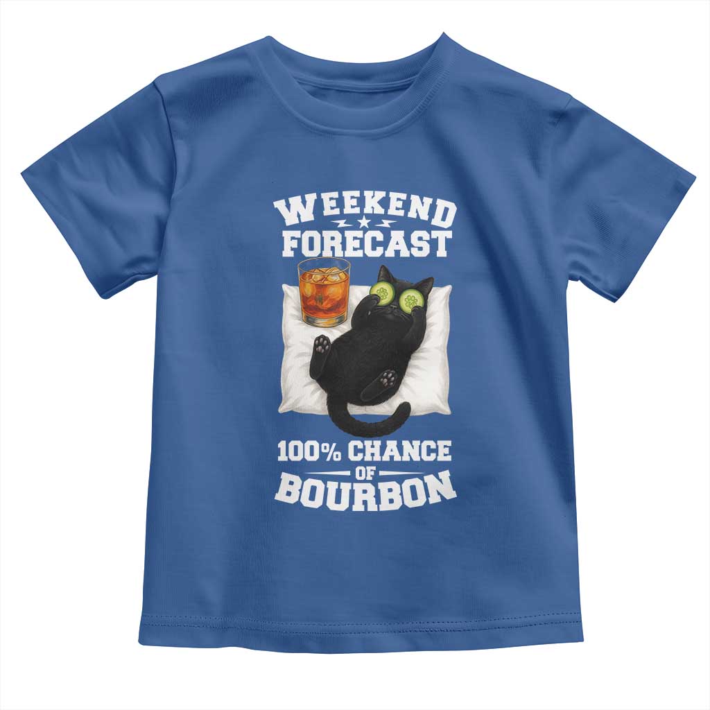Funny Cat Drinking Toddler T Shirt Weekend Forecast 100% Chance Of Bourbon - Wonder Print Shop