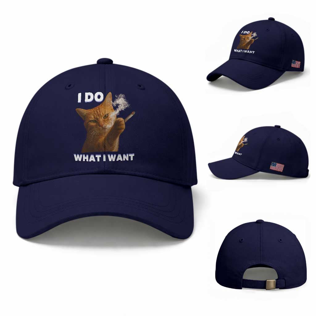 Funny Smoking Cat Baseball Cap I Do What I Want Sarcastic Cats Meme