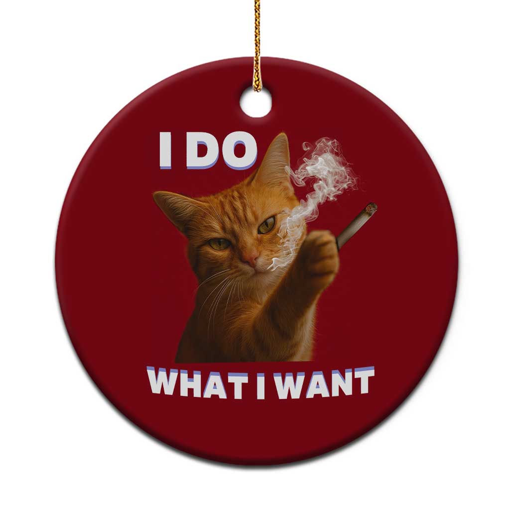 Funny Smoking Cat Ceramic Ornament I Do What I Want Sarcastic Cats Meme - Wonder Print Shop