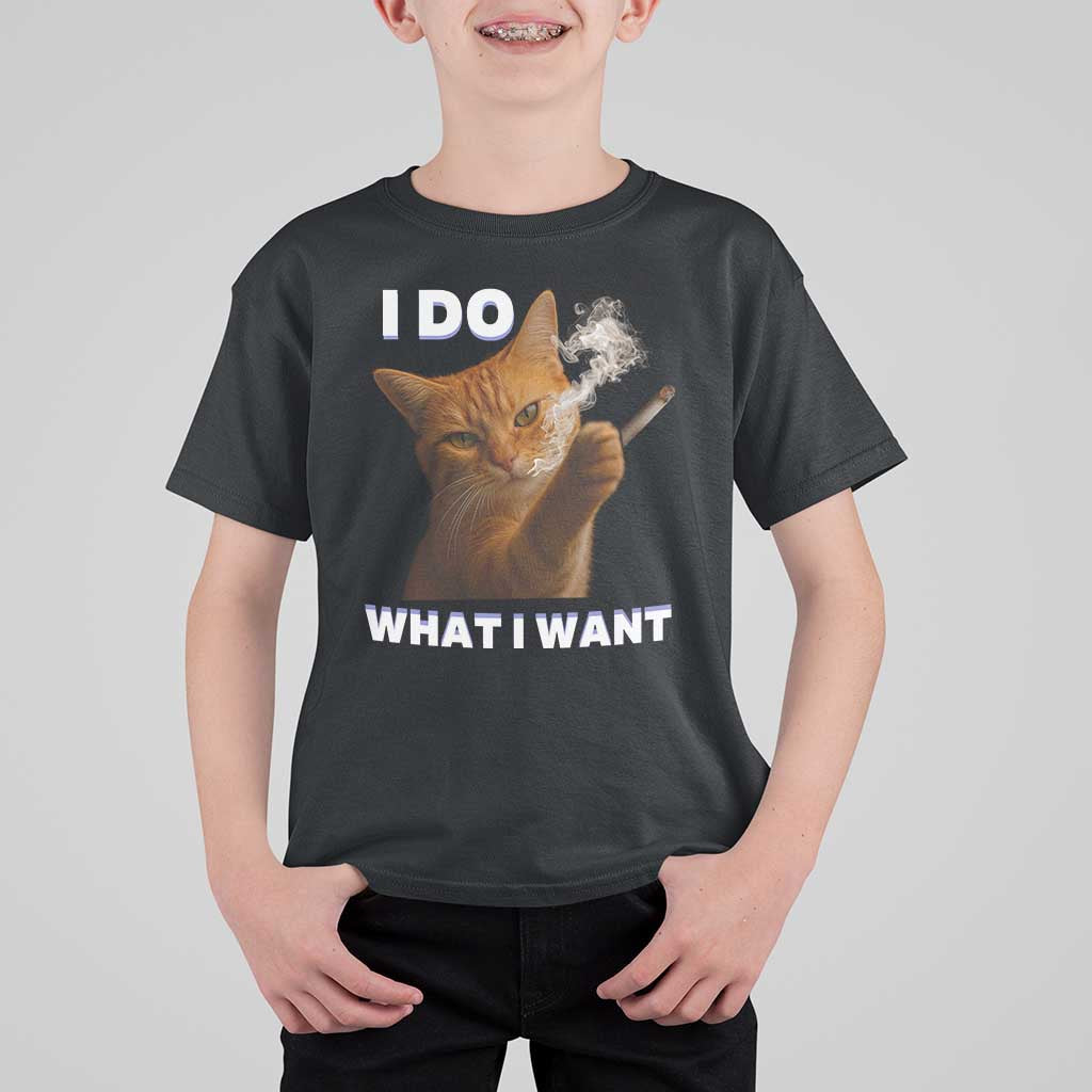 Funny Smoking Cat T Shirt For Kid I Do What I Want Sarcastic Cats Meme - Wonder Print Shop