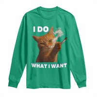 Funny Smoking Cat Long Sleeve Shirt I Do What I Want Sarcastic Cats Meme - Wonder Print Shop