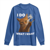 Funny Smoking Cat Long Sleeve Shirt I Do What I Want Sarcastic Cats Meme - Wonder Print Shop