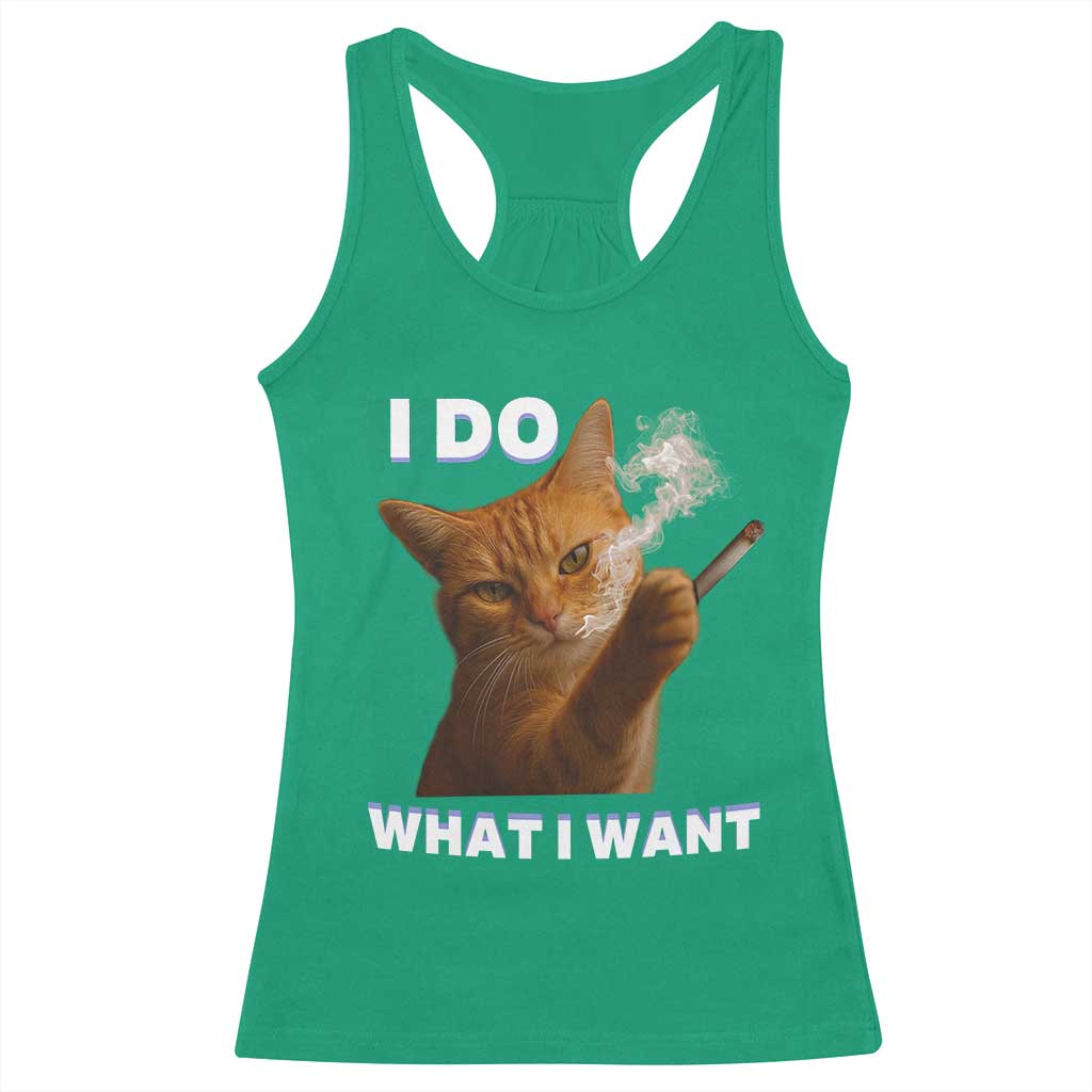 Funny Smoking Cat Racerback Tank Top I Do What I Want Sarcastic Cats Meme - Wonder Print Shop