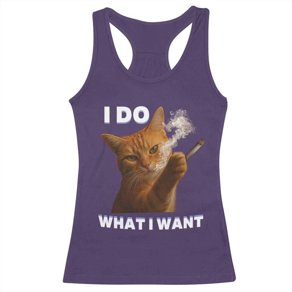 Funny Smoking Cat Racerback Tank Top I Do What I Want Sarcastic Cats Meme - Wonder Print Shop