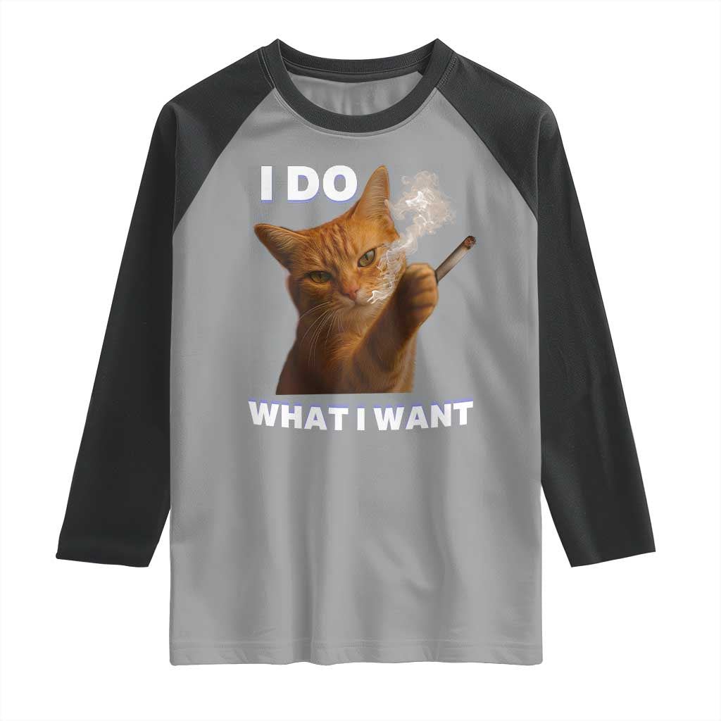Funny Smoking Cat Raglan Shirt I Do What I Want Sarcastic Cats Meme - Wonder Print Shop