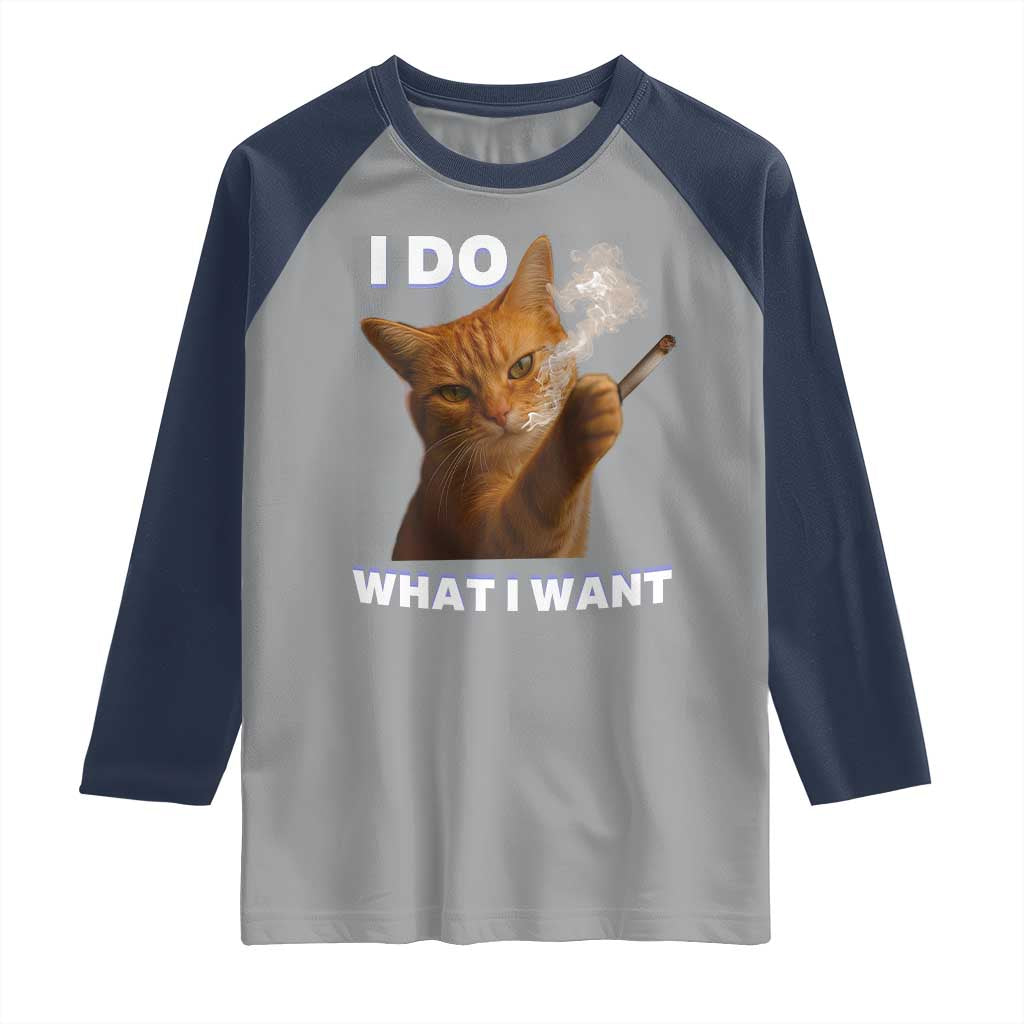 Funny Smoking Cat Raglan Shirt I Do What I Want Sarcastic Cats Meme - Wonder Print Shop