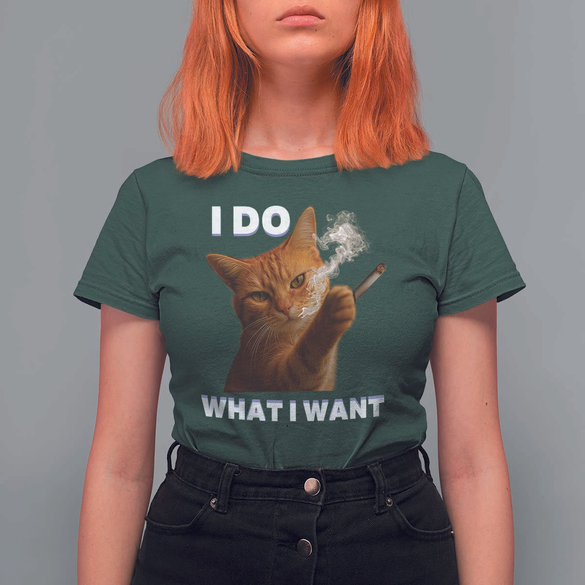 Funny Smoking Cat T Shirt For Women I Do What I Want Sarcastic Cats Meme - Wonder Print Shop