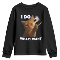 Funny Smoking Cat Youth Sweatshirt I Do What I Want Sarcastic Cats Meme - Wonder Print Shop
